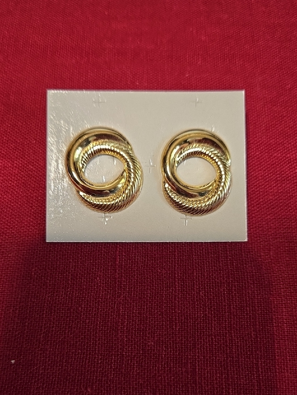Avon 1991 Gold-Tone Twisted Rope Knot Stud Earrings - Women Jewelry